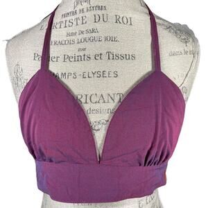 Blue Planet Purple Iridescent Halter Triangle Bustier Crop Bra Top Size Medium